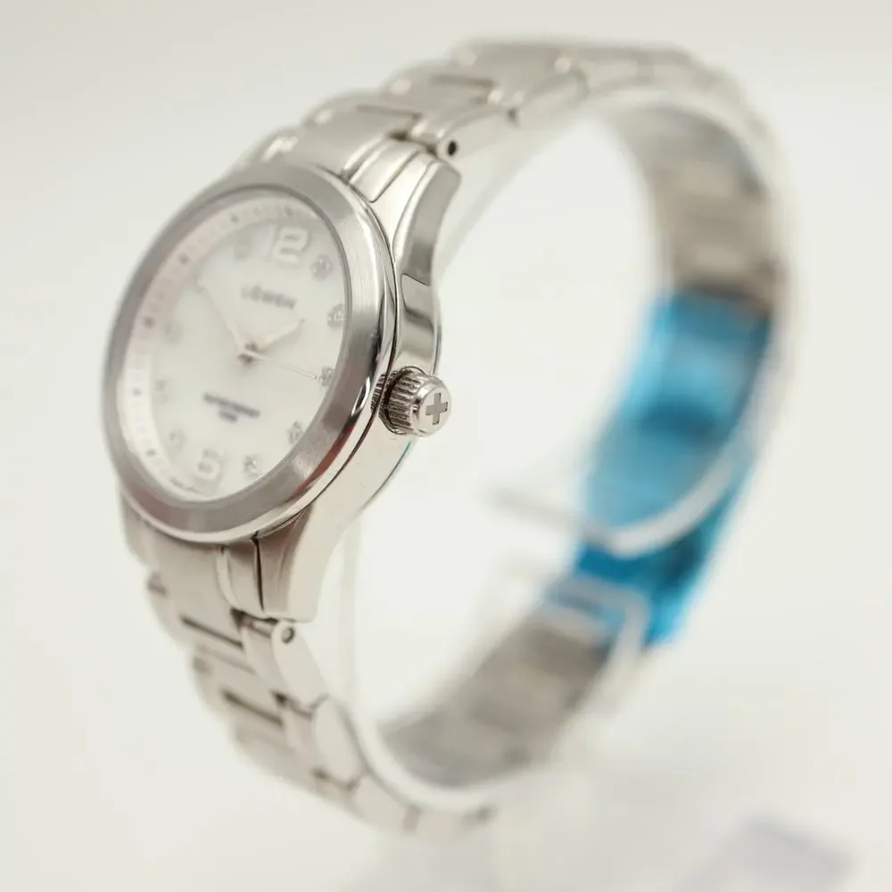 Lowen Swiss Stainless Steel 27mm Watch Genuine Diamonds Sapphire Crystal 100M